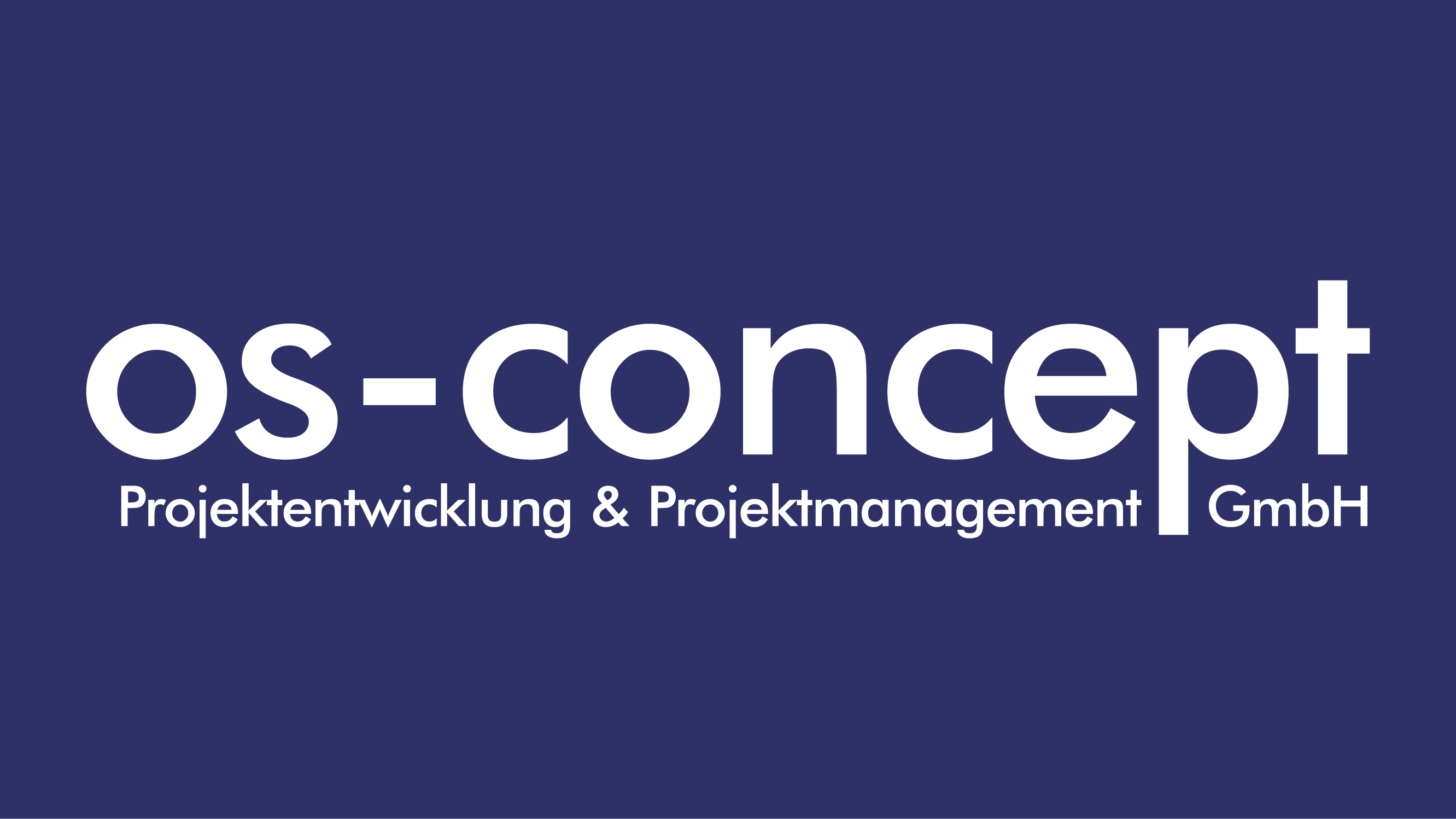 Das Logo zeigt „os-concept“ in Weiß auf dunkelblauem Hintergrund, mit dem Zusatz „Projektentwicklung & Projektmanagement GmbH“.