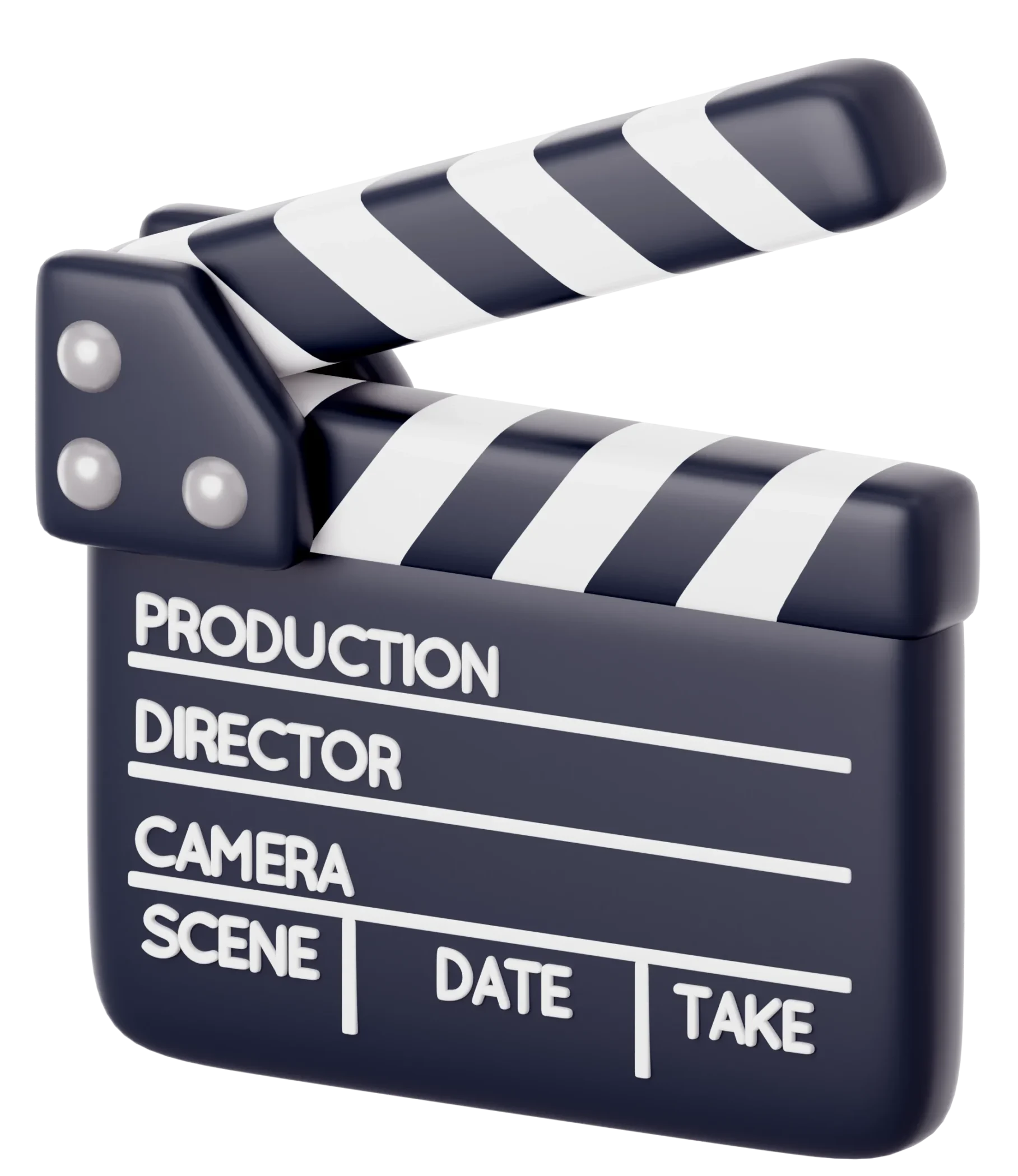 Eine geöffnete Filmklappe in Schwarz-Weiß, bereit für den Einsatz am Filmset.